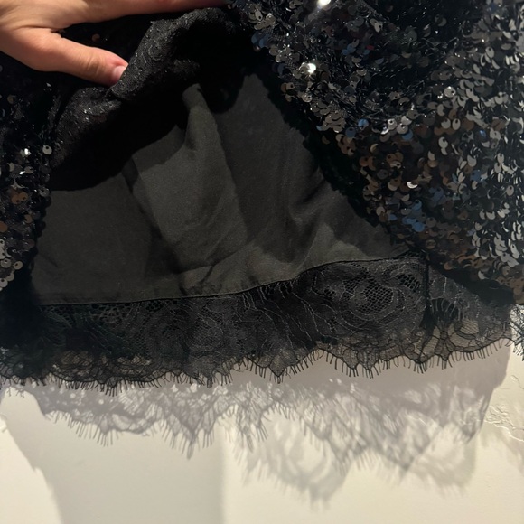 Sachin and Babi Black Cameron Sequin Mini Dress: Long Sleeve - Picture 7 of 15